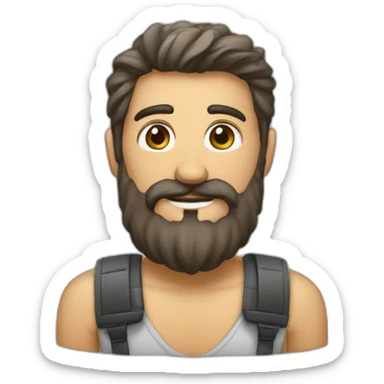 Calvo con barba y máquina de fotos sticker