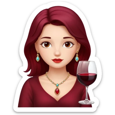 dreamy girl with jewelry drinking wine  sticker