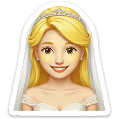 "- Nữ
- 20 tuổi
- Da vàng
- Trang phục cô dâu 
- Mặt cười mỉm
" sticker