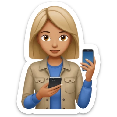 woman casual clothes looking at a mobile phone sticker