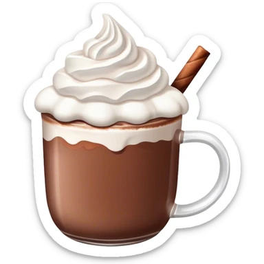 mug of hot chocolate with marshmallows and whipped cream sticker
