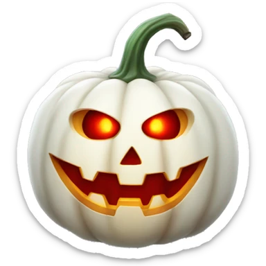 Halloween white pumpkin with a red glow sticker