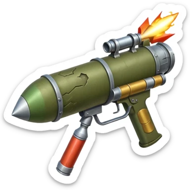 olive-colored two-handled shoulder-mounted rocket launcher sticker