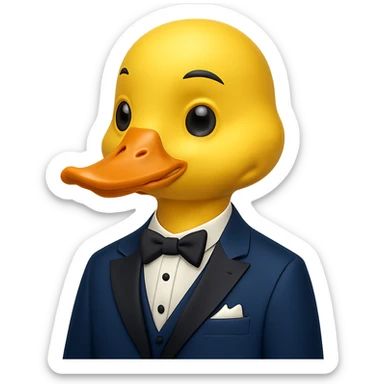 Change the suit to blue, keep the yellow duck gentlemanly, in apple emoji style, with no background. sticker