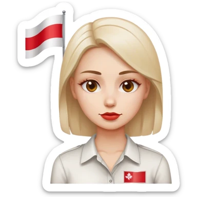 woman with polish flag sticker
