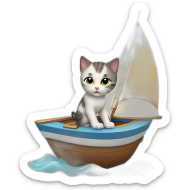 Very cute kitten sailing on a boat sticker
