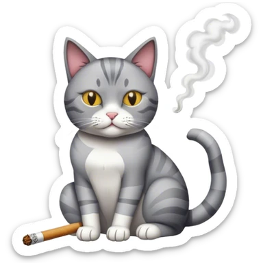 Cat smoking a joint sticker