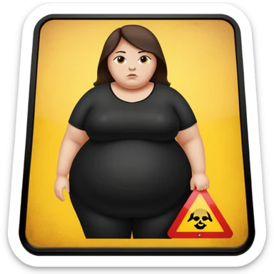 Quiero que crees un emoji tipo 🚷 Pero reemplaza a la persona por una silueta de una mujer obesa sticker