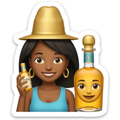 Black girl emoji with don Julio on her head sticker