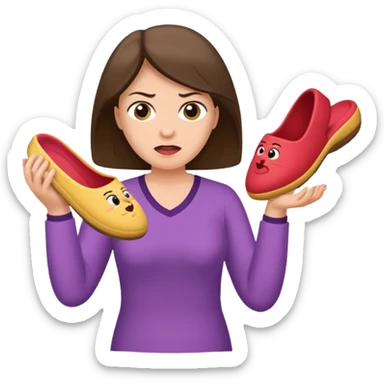 A mom throwing a slipper sticker