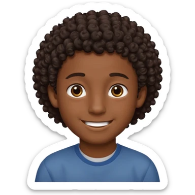 Menino de pele morena de olho castanho meio preto e cabelo cacheados ralo sticker