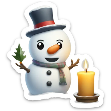 snowman with candle sticker