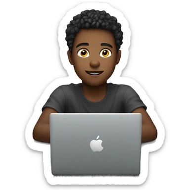 Boy playing pc games sticker