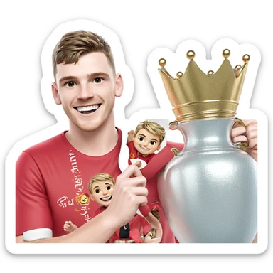 smiling boy in red shirt sticker