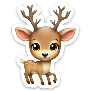 Cute shy deer with winter ha sticker