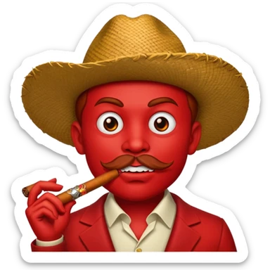 Diablito de cara roja con un cigarro pero el cigarro en la boca y menos humanoide sticker