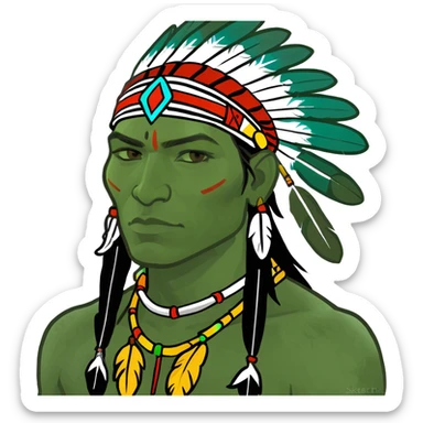 Brown skin apache with paint and feathers sticker