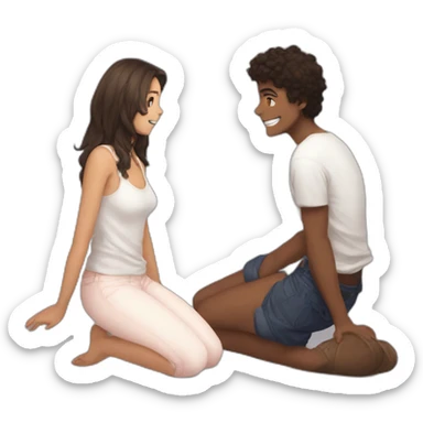 Very Good prompt ➝ == Draw Me a girl on both knees ;; in front of a French young man standing  sticker