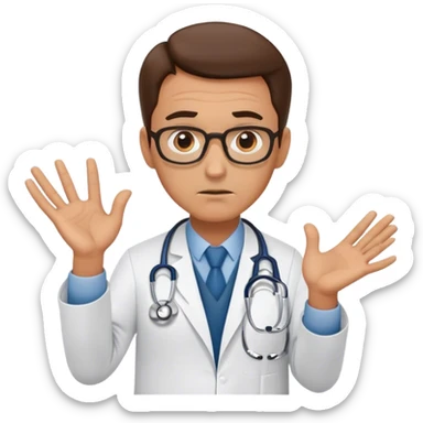 busy anoyed doctor shows no with gesture sticker