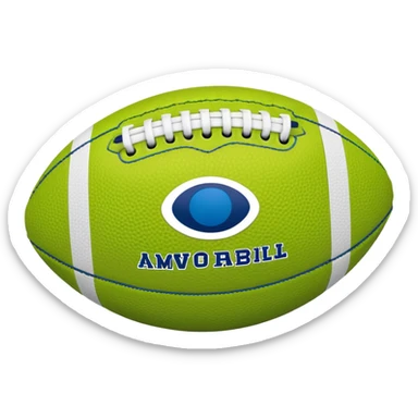 American football with lime green leather and navy-blue stitching sticker