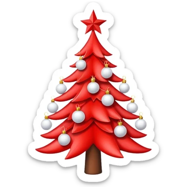 red Christmas tree with white star and white Christmas balls sticker
