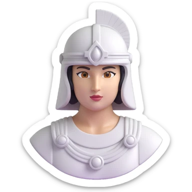 Athena 3D emoji face, marble statue effect, helmet and face both monochromatic marble, elegant and powerful sticker