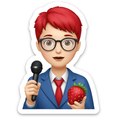 strawberry fruit be hand the mic glasses  sticker
