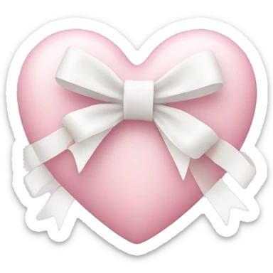 Pastel pink heart with white bow sticker