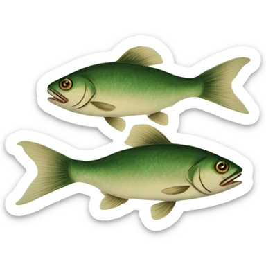 Two fish one above the other but green and beige china dish print sticker