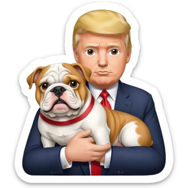 Donald Trump holding English Bulldog sticker