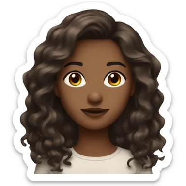 beautiful brunette with brown eyes and flowy hair sticker