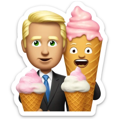 Trump eating ice cream with Elon musk sticker
