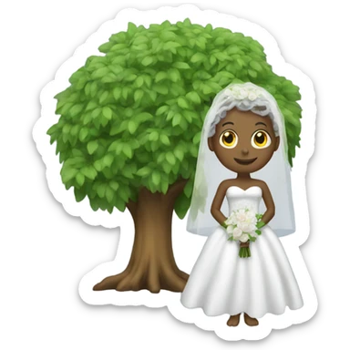 A tree that is dressed as a bride sticker