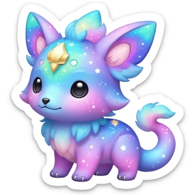 Cute adorable kawaii colorful pastel nebula fantasy animal hybrid Fakemon full body sticker