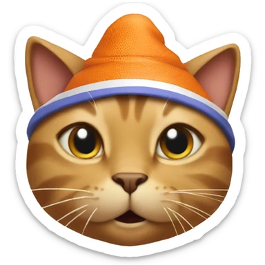 cat playing basketball wearing a birthday hat sticker