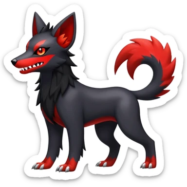 Shiny Exotic Excessive Mysterious Houndour-Poochyena-Pokémon-Fakémon-hybrid-creature (full body) sticker