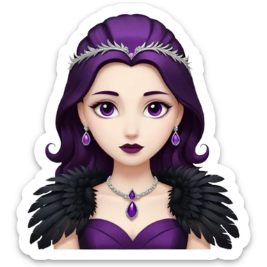 feather brooch + plum black gown,Shadow Princesses. sticker