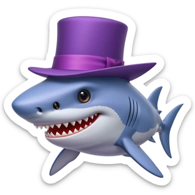 Shark with a top hat that's purple sticker