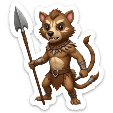 create a dnd style gnoll.png with a spear using 48x48 pixels size sticker
