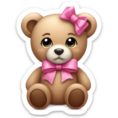 Teddy bear with pink bow  sticker