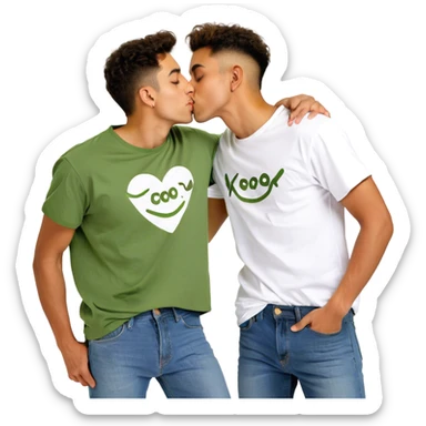 Two kissing gay young men sticker