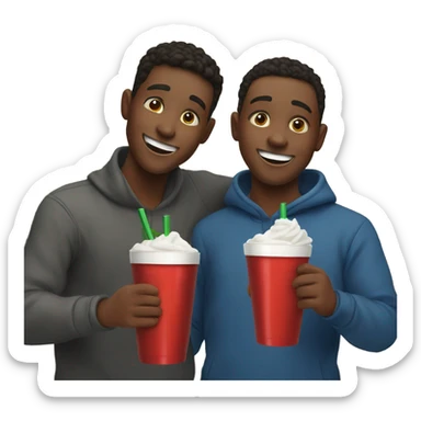 boys enjoying drinks indoors on Christmas sticker