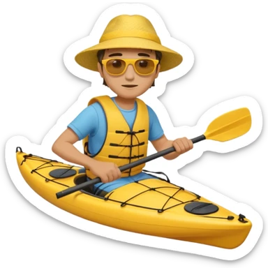 Yellow sea kayak with male paddler sticker
