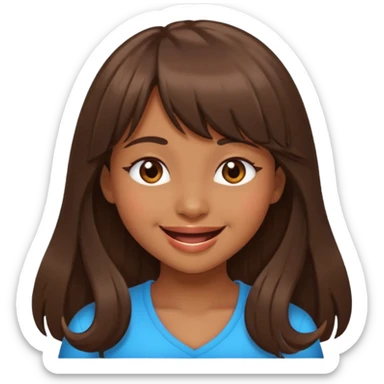 chica morena linda con cabello largo y fleco, guiñando un ojo sticker