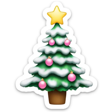 Christmas tree with snow and light pink ornaments sticker