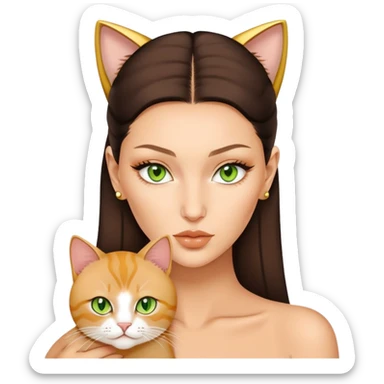 Bella Hadid and one golden baby fat green eyes cat  sticker