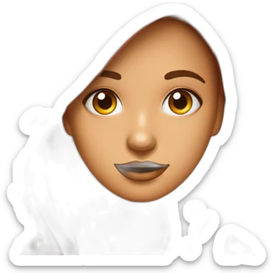 Chica cabello marron ojos marrones chaqueta rosa con laptop sticker