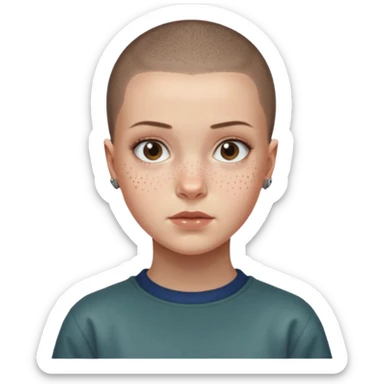 Eleven from stranger things with a buzz cut sticker