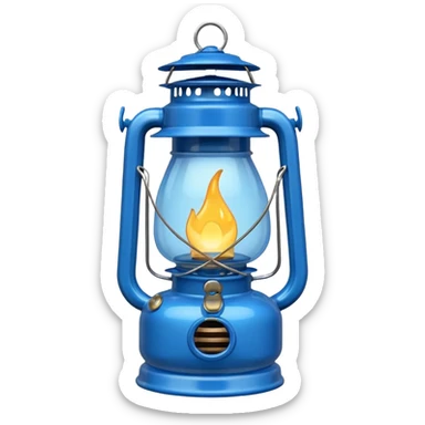adorable cartoon blue oil lantern emoji, hurricane style with wire guard sticker