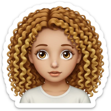 A girl with brown curly hair and blonde edges side parted with hazel central heterochromia eyes and a nose ring sticker